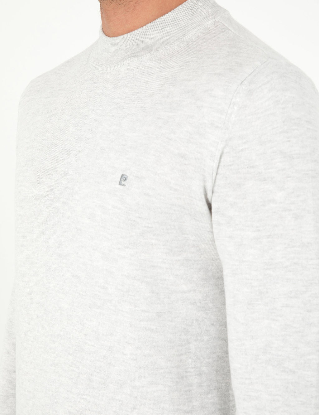 Krem Melanj Slim Fit Yar_m Bal_k__ Yaka Basic Triko Kazak - Pierre cardin фото 7
