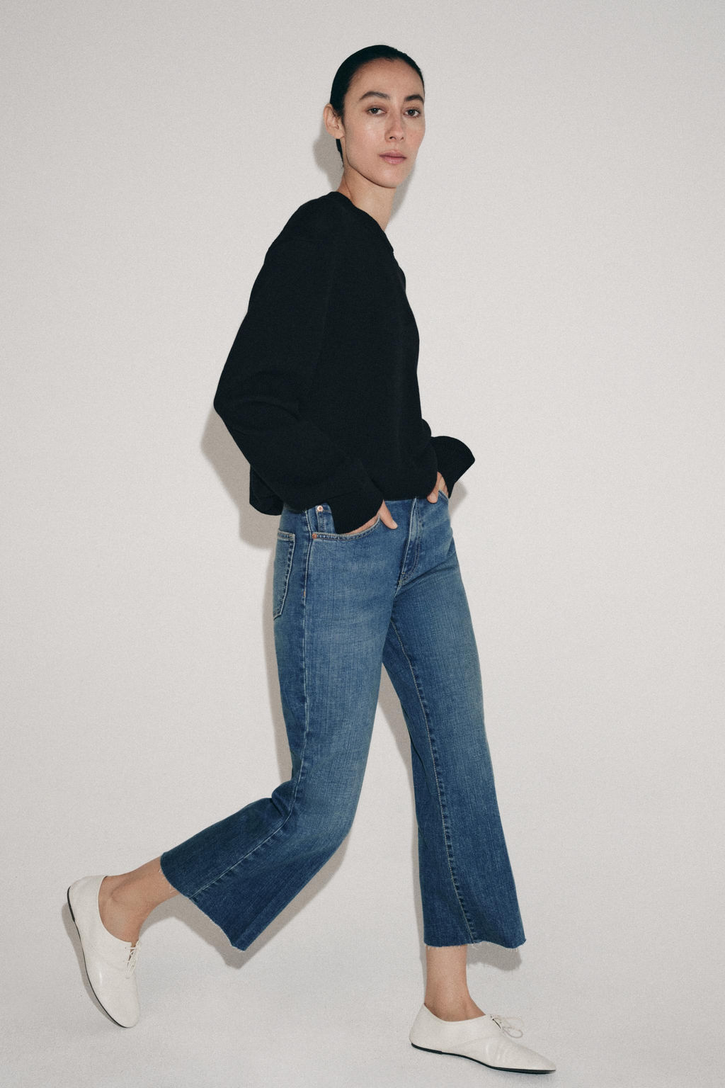 JEANS ZW COLLECTION CROPPED FLARE TIRO MEDIO / Azul - Zara фото 4