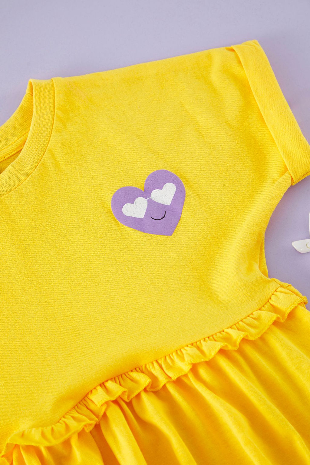 Sar? K?z Cocuk Kalp Desenli %100 Pamuk Mini Orme Elbise TKDSS25EL00012 - Trendyolmilla фото 2