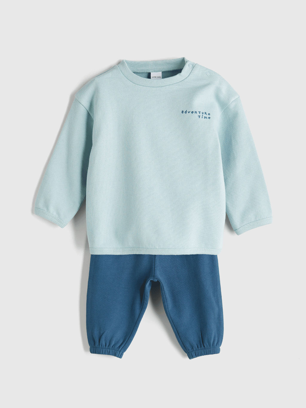 S?rt Bask?l? Erkek Bebek Sweatshirt ve E?ofman Alt