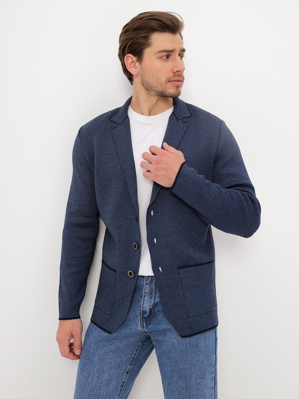 Кардиган мужской GREG G136-KF-жаккард (деним590/345)  фото 3