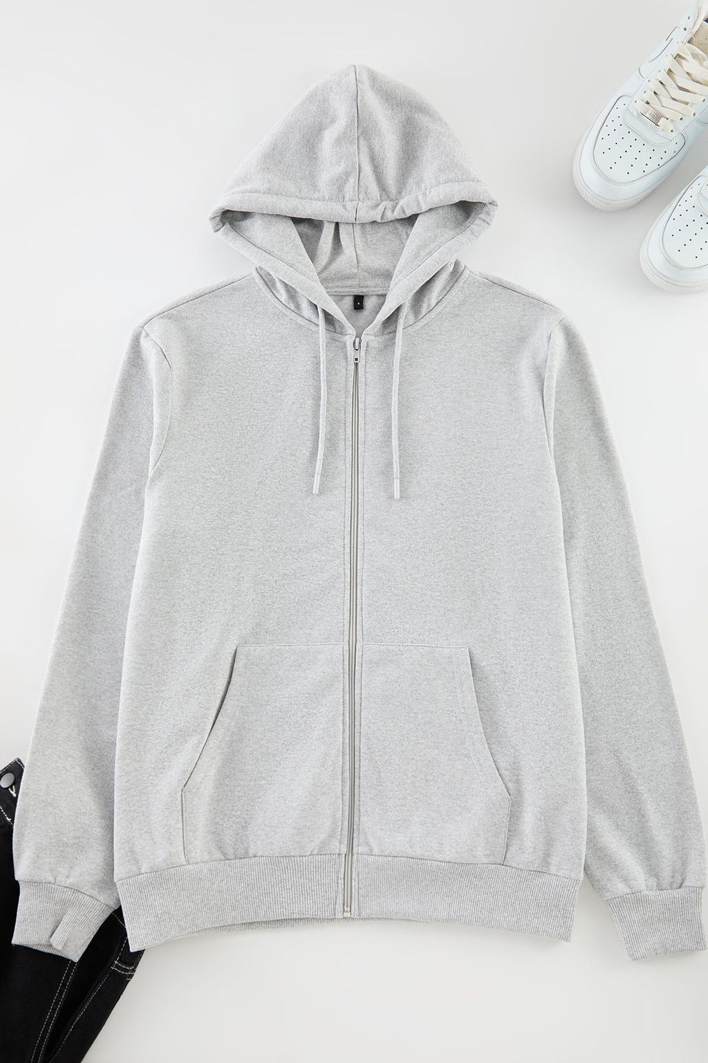 Gri Melanj Regular/Normal Kesim Fermuarl? Kapusonlu Basic Sweatshirt TMNAW25SW00114 - Trendyolmilla фото 6