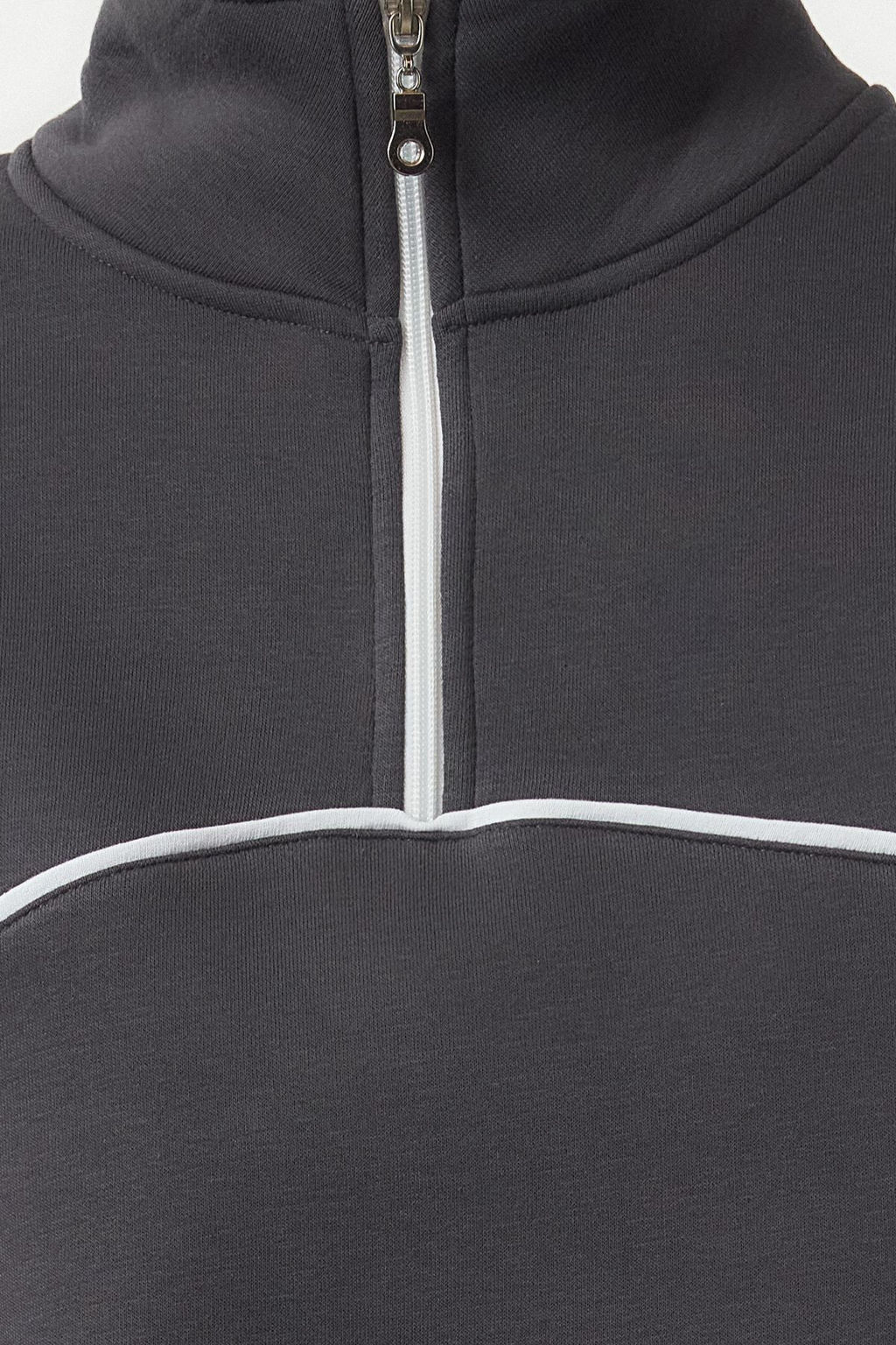 TRENDYOLMILLA Antrasit Nervur Detayl? Fermuarl? Yaka Oversize/Genis Kal?p Orme Sweatshirt TWOAW25SW00299  фото 3