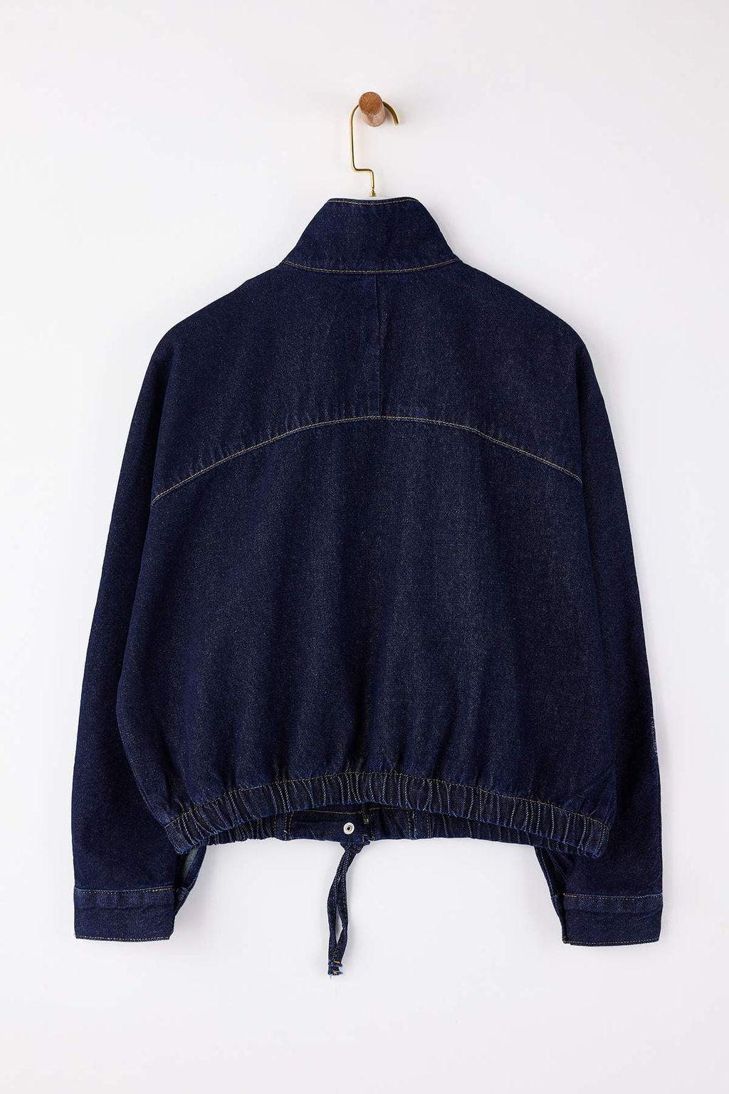 Koyu Mavi Dik Yaka Bomber Denim Ceket TWOSS26CE00003 - Trendyolmilla фото 4