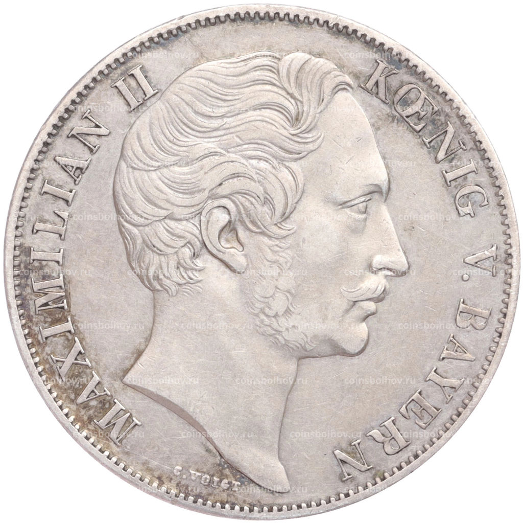 2 гульдена 1855 года Бавария Восстановление колонны Мадонны в Мюнхене