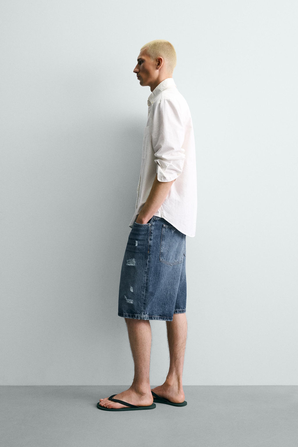 BERMUDA DENIM BAGGY FIT / Azul medio - Zara фото 4