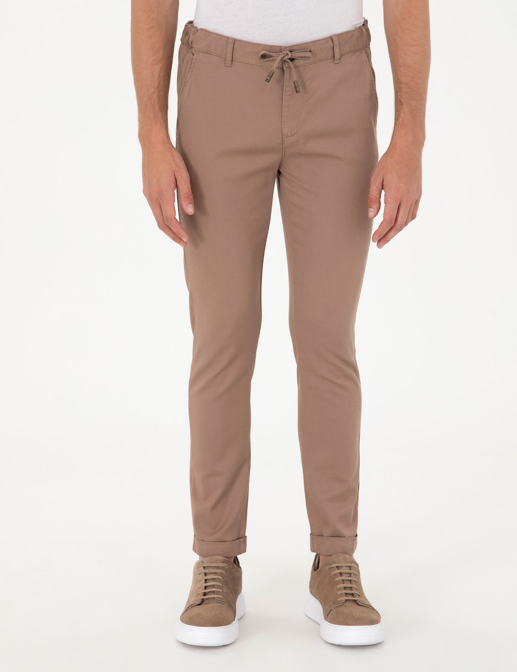 Vizon Slim Fit Beli Lastikli Ba_c_kl_ Kanvas Pantolon