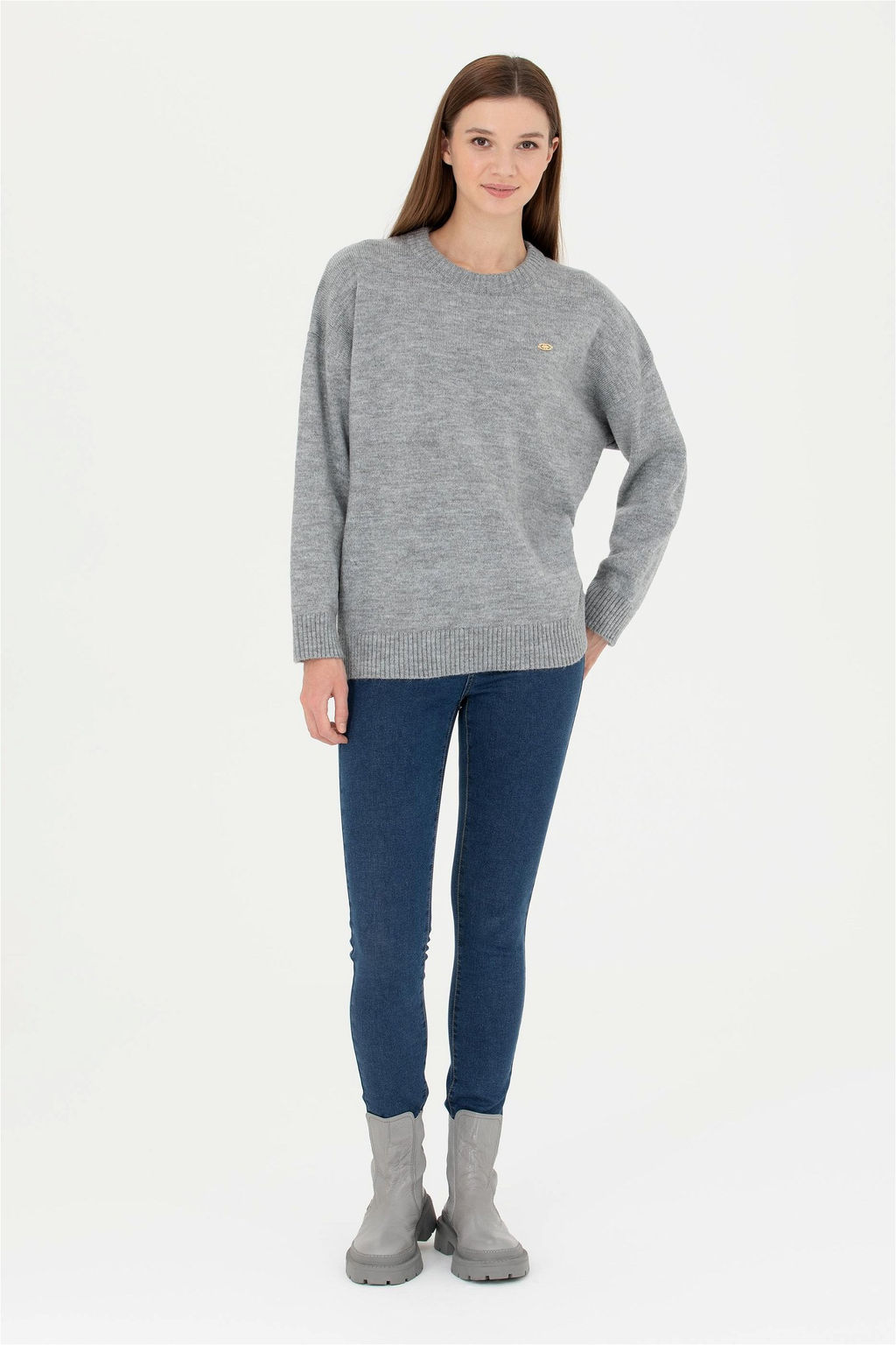 Женский серый меланжевый свитер - U.s. polo assn фото 4