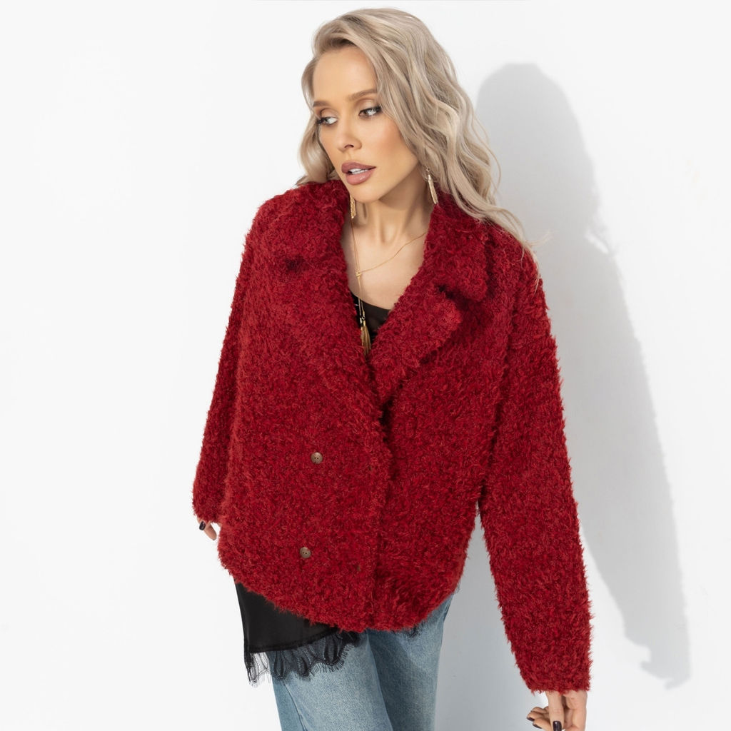 Розыгрыш. Полупальто с акцентным подкладом, Слишком заметна (красный закат, oversize, 50-56)