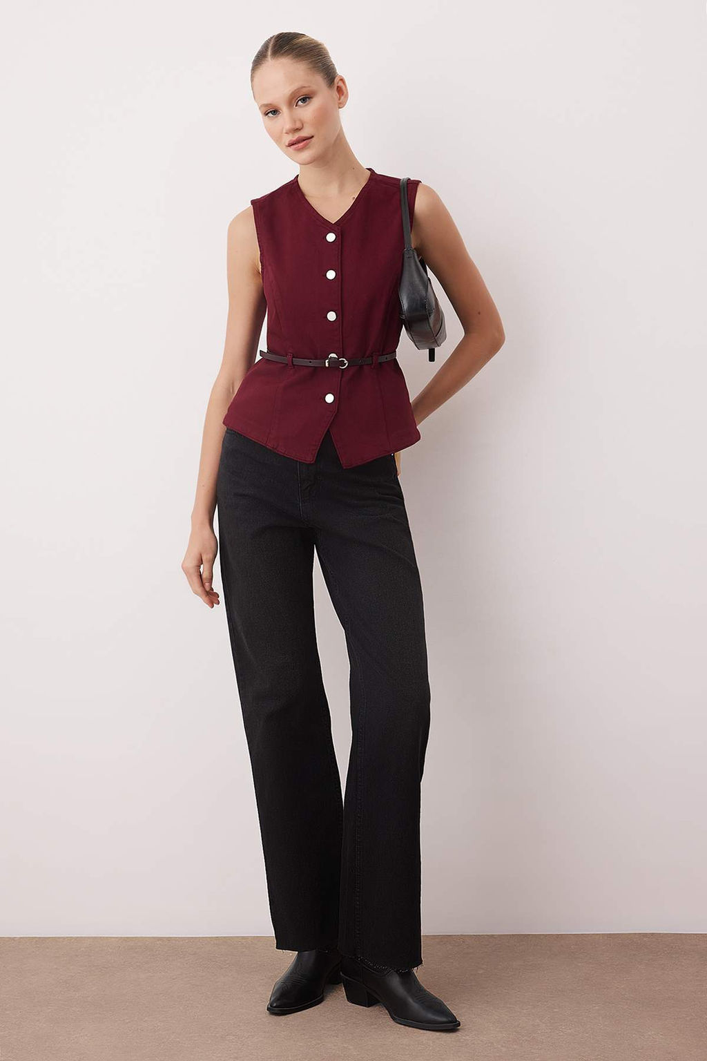 TRENDYOLMILLA Koyu Mavi Kemer Detayl? Denim Yelek TWOAW25YE00101  фото 6