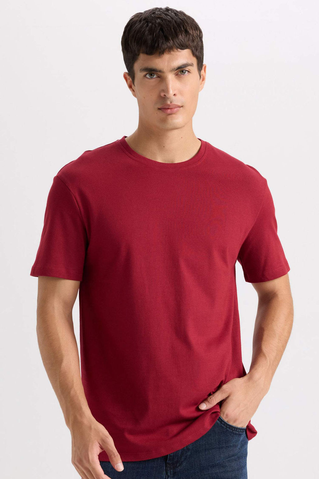 New Regular Fit Bisiklet Yaka Basic Duz K?sa Kollu Tisort - Defacto фото 3