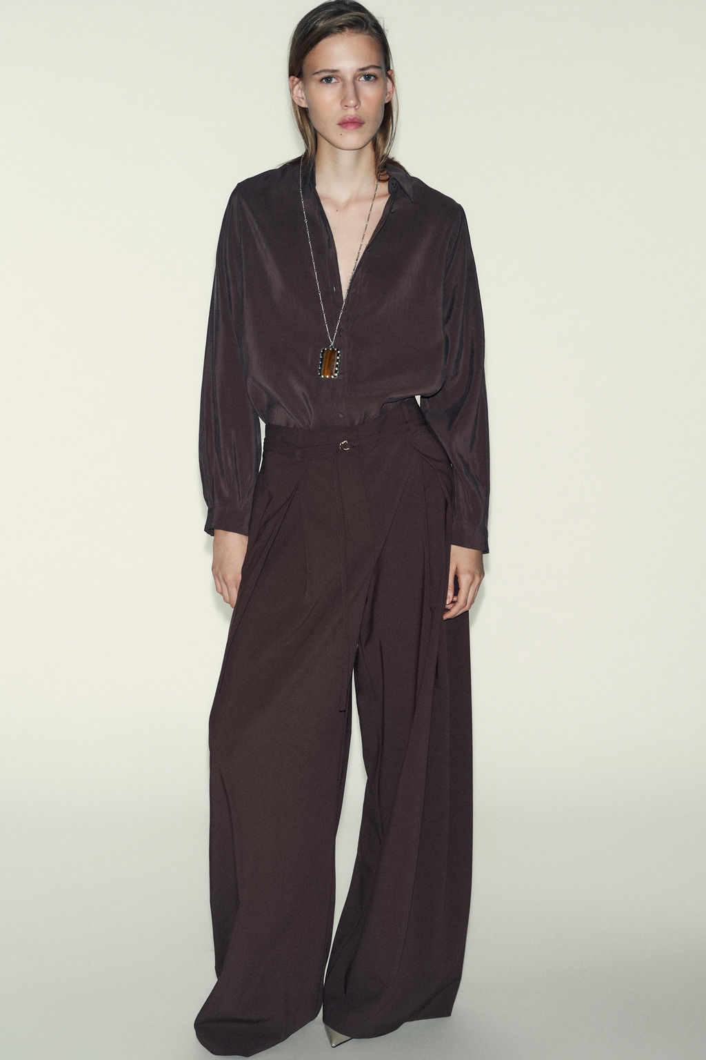 WIDE-LEG TROUSERS WITH THIN BELT - Zara фото 10