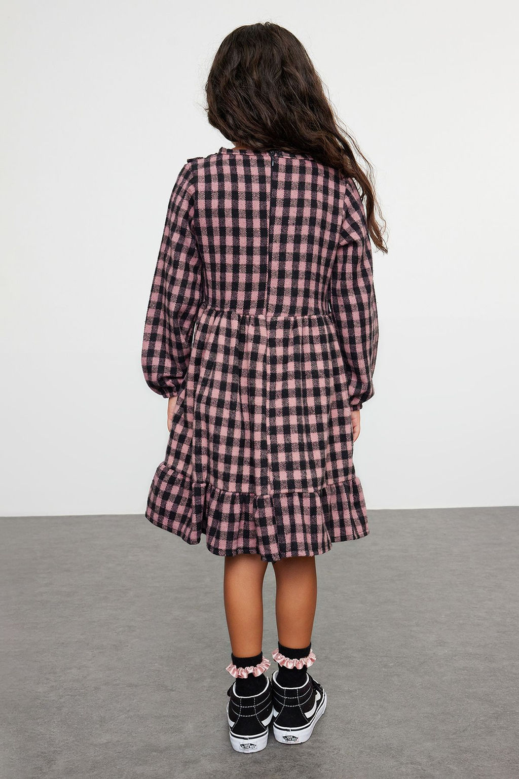 K?rm?z? K?z Cocuk Ekose / Kareli Regular Dokuma Elbise TKDAW25EL00004 - Trendyolmilla фото 9