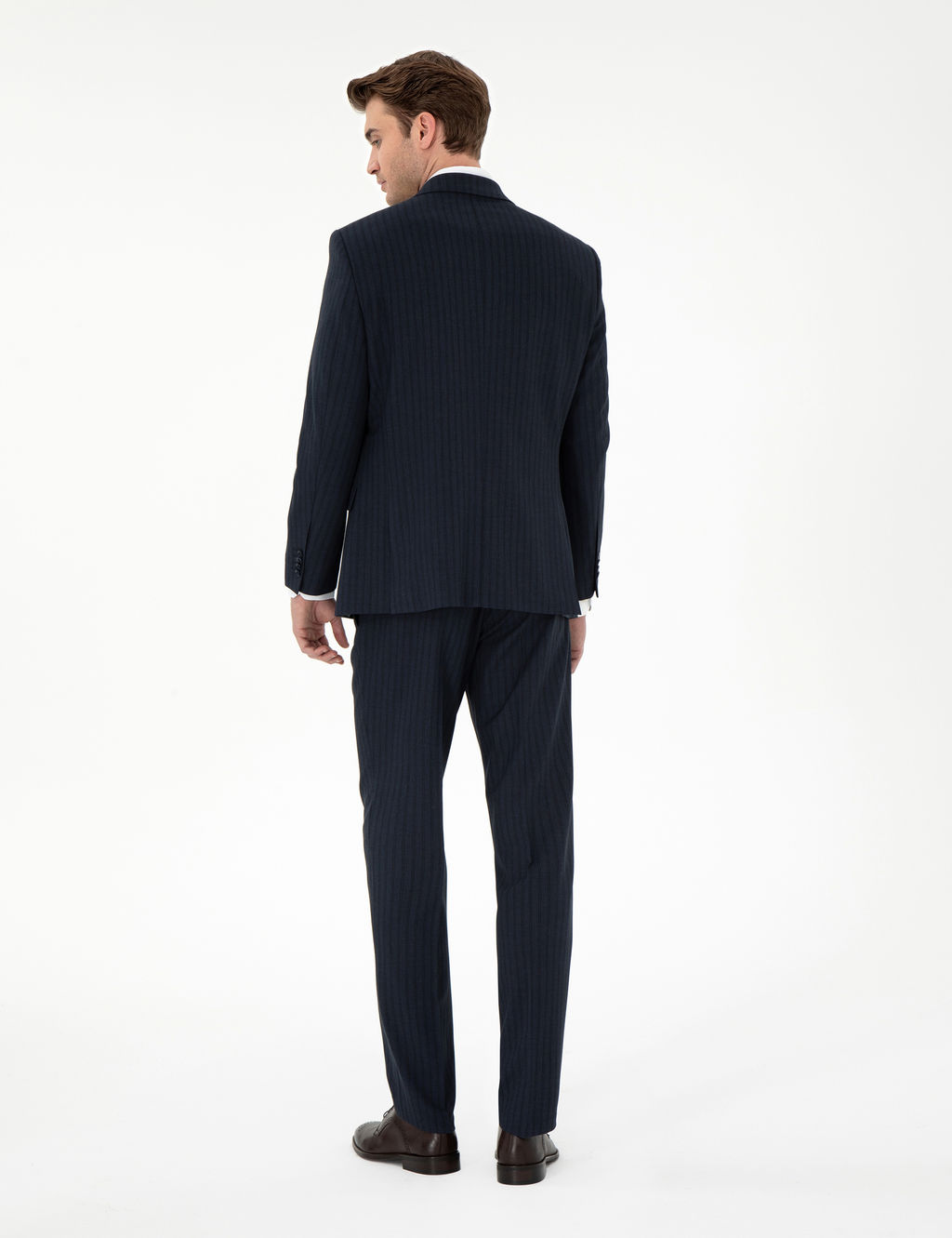 Lacivert Slim Fit _izgili Tak_m Elbise