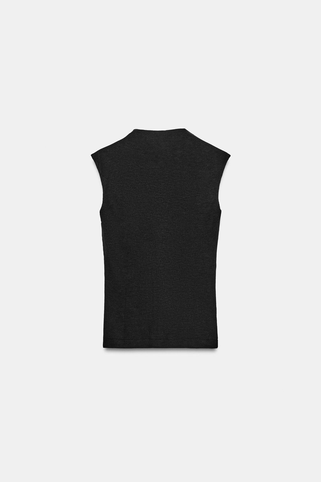 CAMISETA RIB ESCOTE PICO / Negro - Zara фото 5