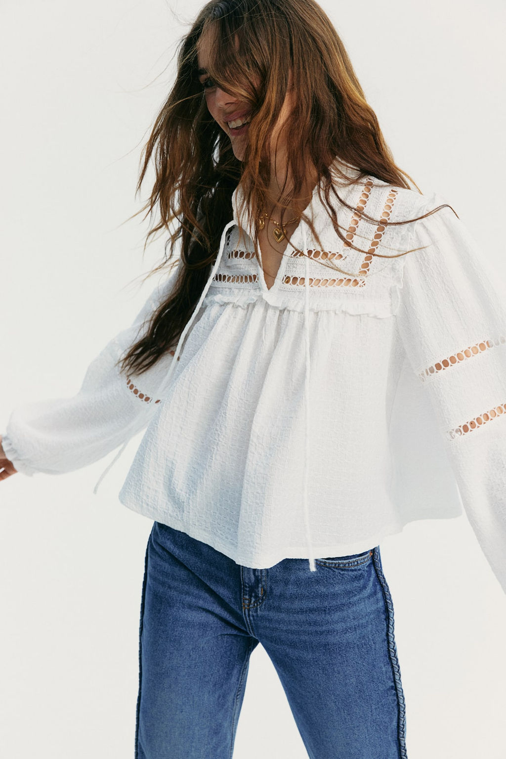 Blusa oversize con ribetes de volante - H&m фото 2