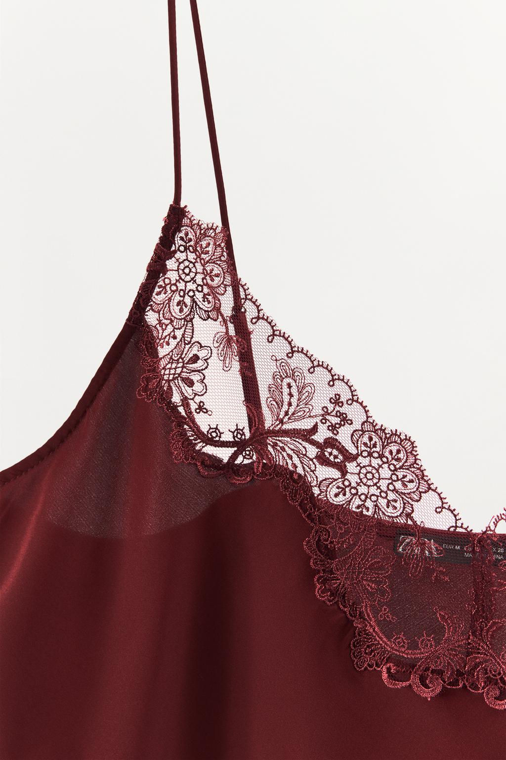 LACE-TRIMMED CAMISOLE TOP - Zara фото 6
