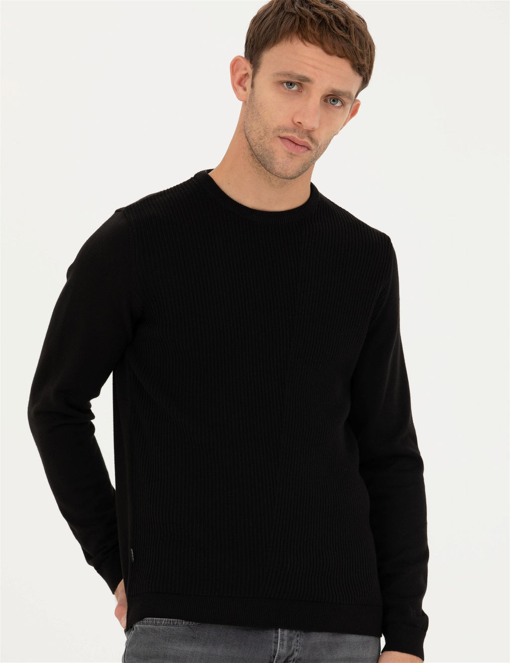 Siyah Slim Fit Bisiklet Yaka Triko Kazak - Pierre cardin фото 3