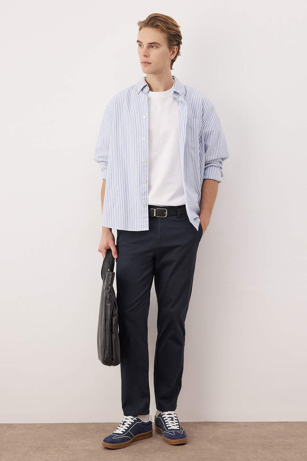 Lacivert Erkek Dokulu Kumas Pantolon TMNAW26PL00029