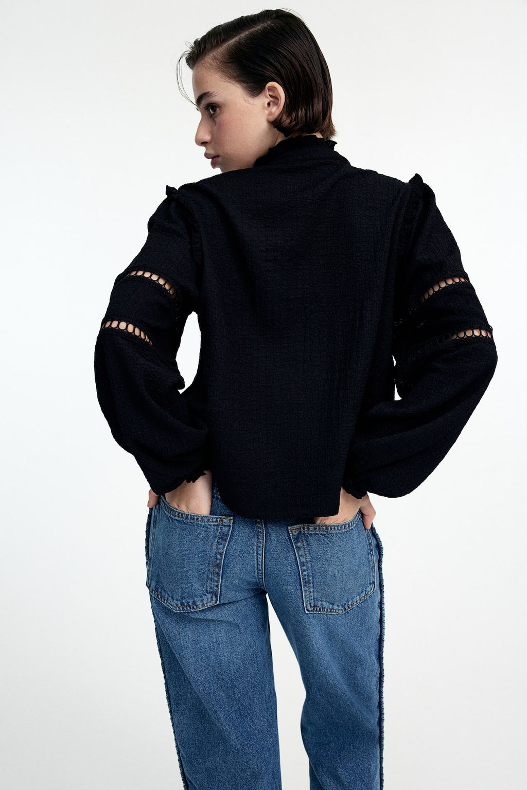 Blusa oversize con ribetes de volante - H&m фото 3
