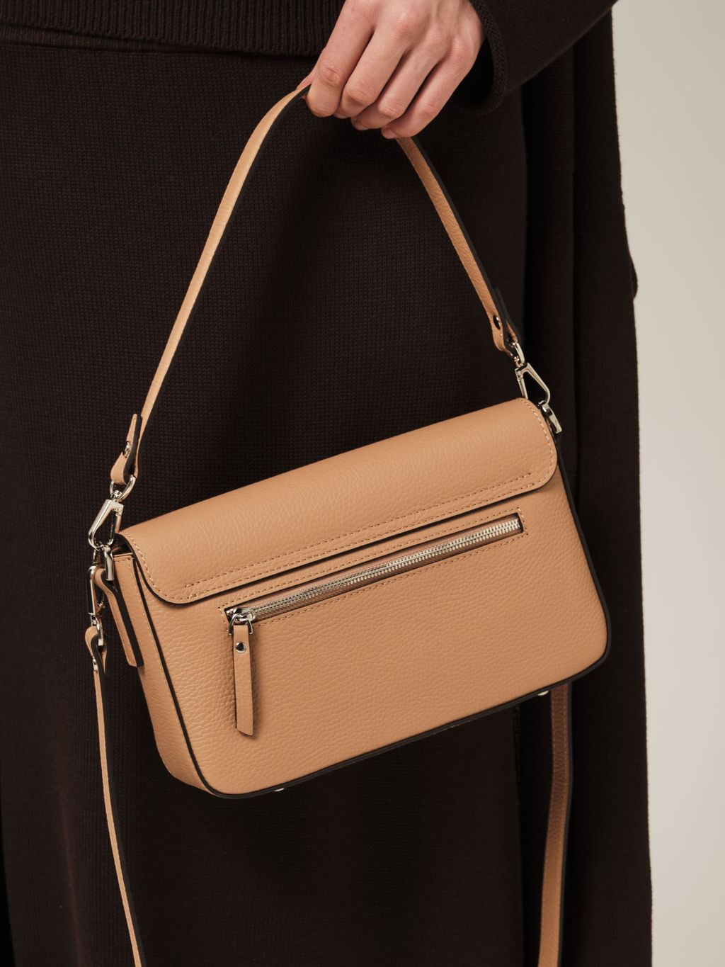 Кожаная сумка Rosie DBR 31158 бежевая нуга фото 8