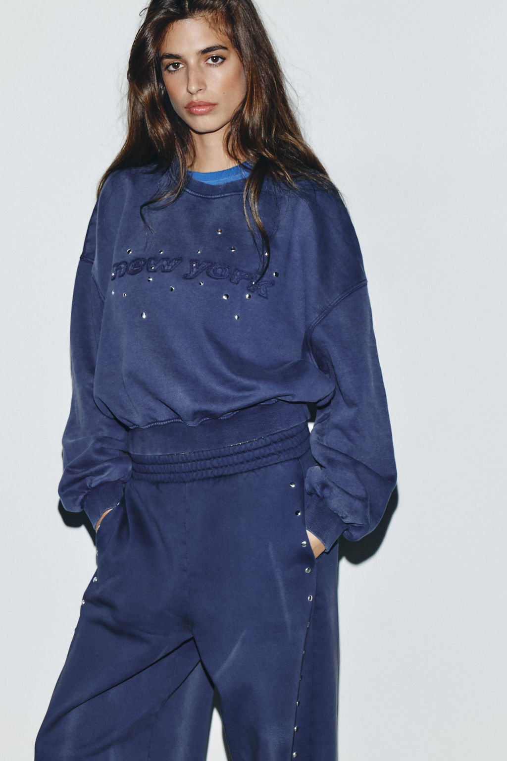 FADED SWEATSHIRT WITH STUDS