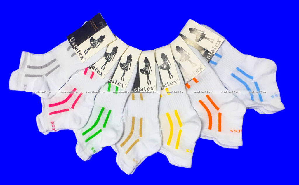 Цена за 10 пар. ЮстаТекс носки женские Спортивные 2с12 БЕЛЫЕ