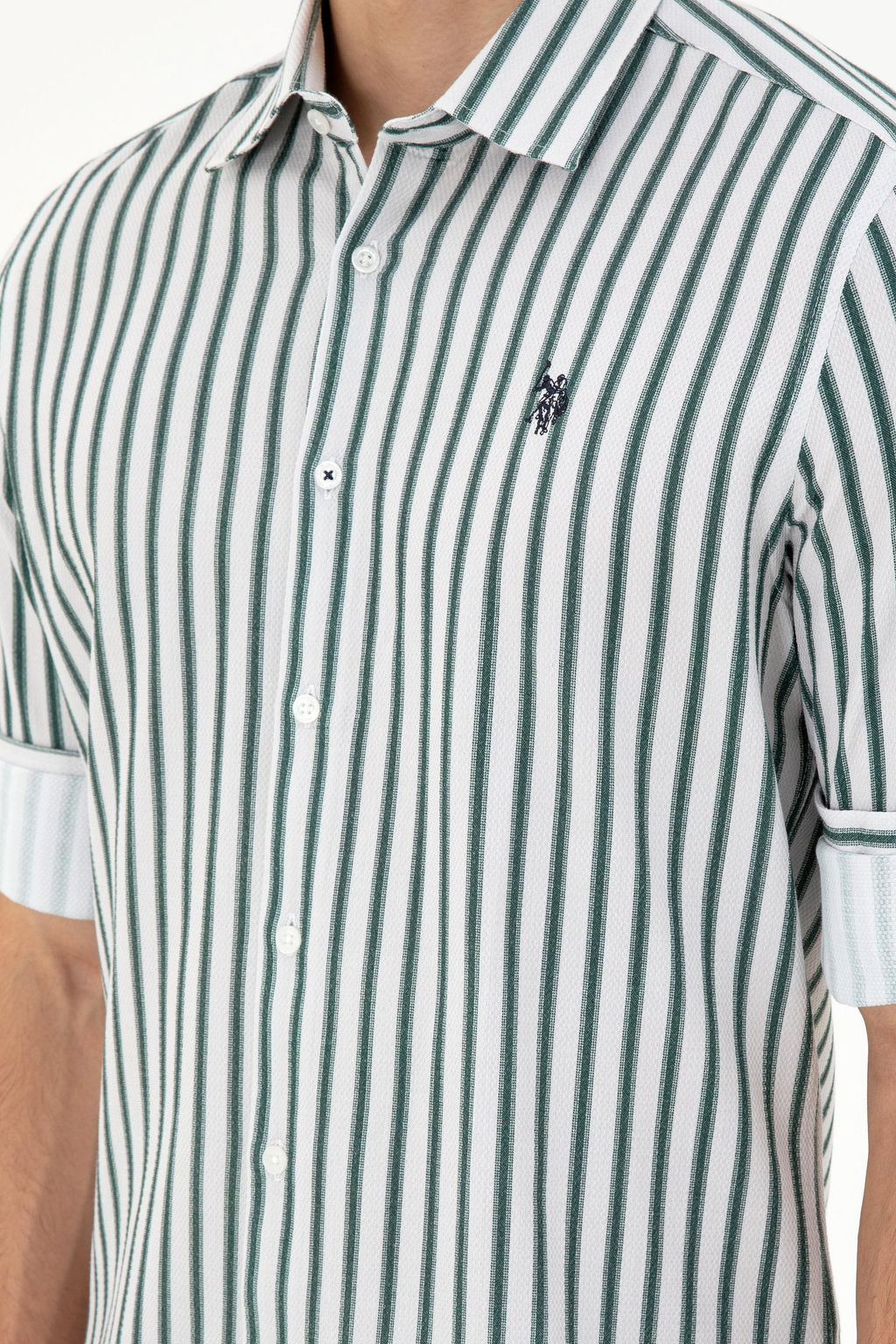 Мужская темно-зеленая рубашка с длинным рукавом Неожиданная скидка в корзине - U.s. polo assn фото 7