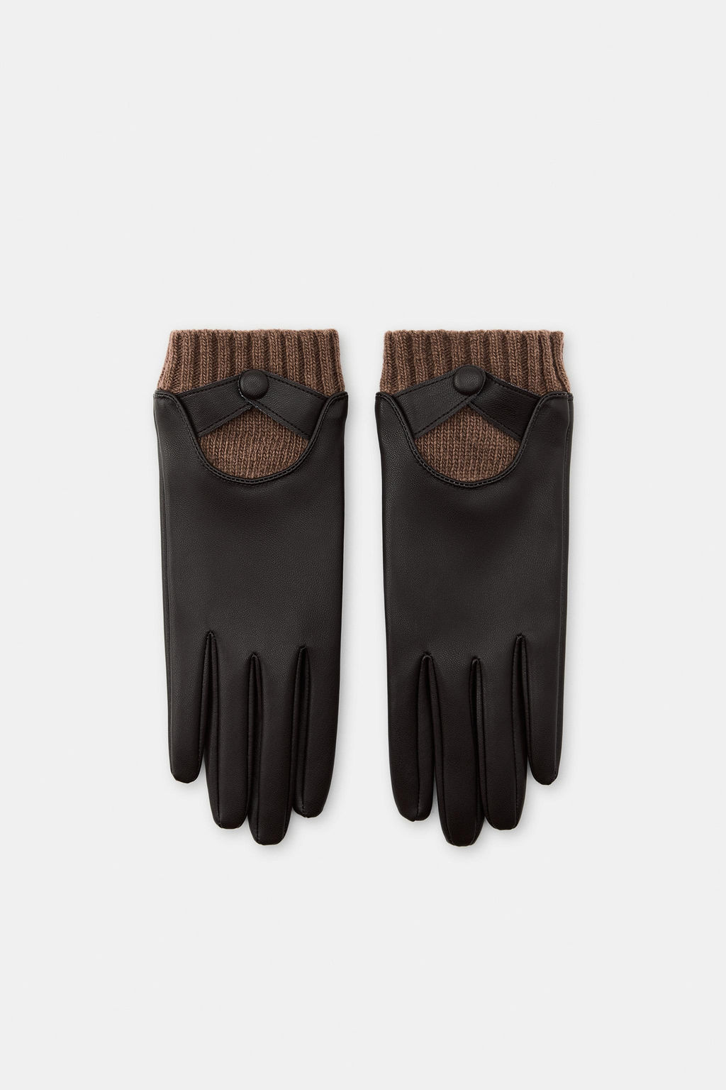 GUANTES EFECTO PIEL CON LANA / Marr?n - Zara фото 2