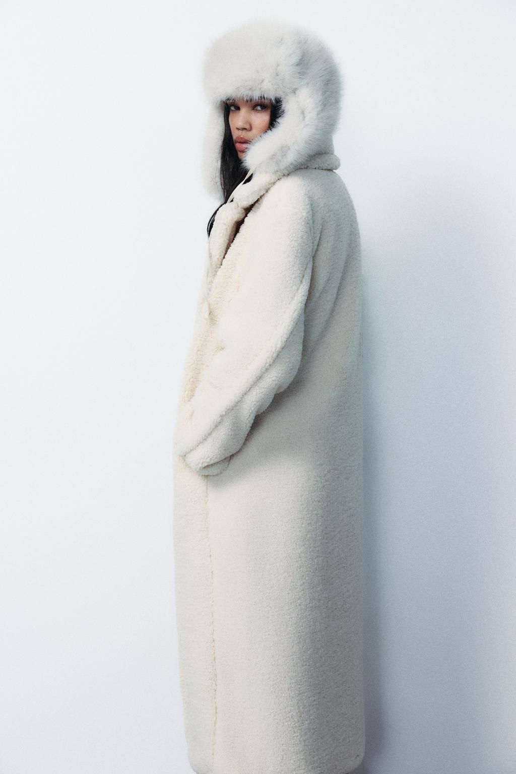 LONG FAUX SHEARLING COAT - Zara фото 12