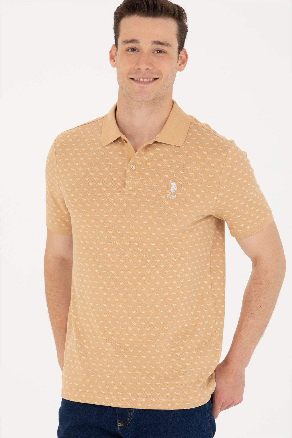 U. S. Polo Assn Мужская футболка светло-коричневого цвета с воротником-поло - U.s. polo assn фото 12