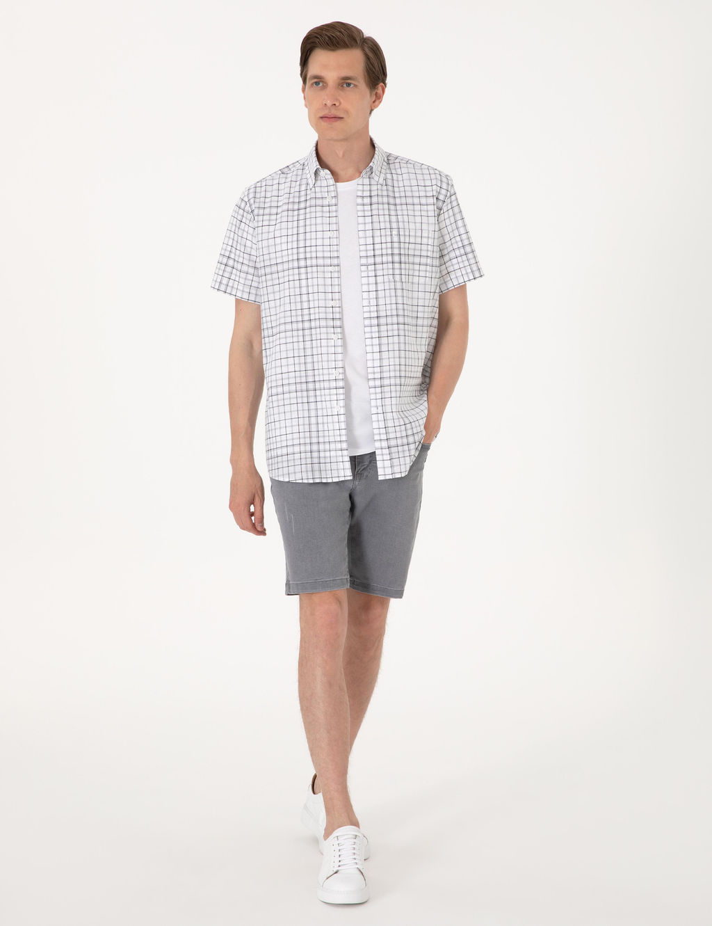 Gri Regular Fit K_sa Kollu G_mlek - Pierre cardin фото 4