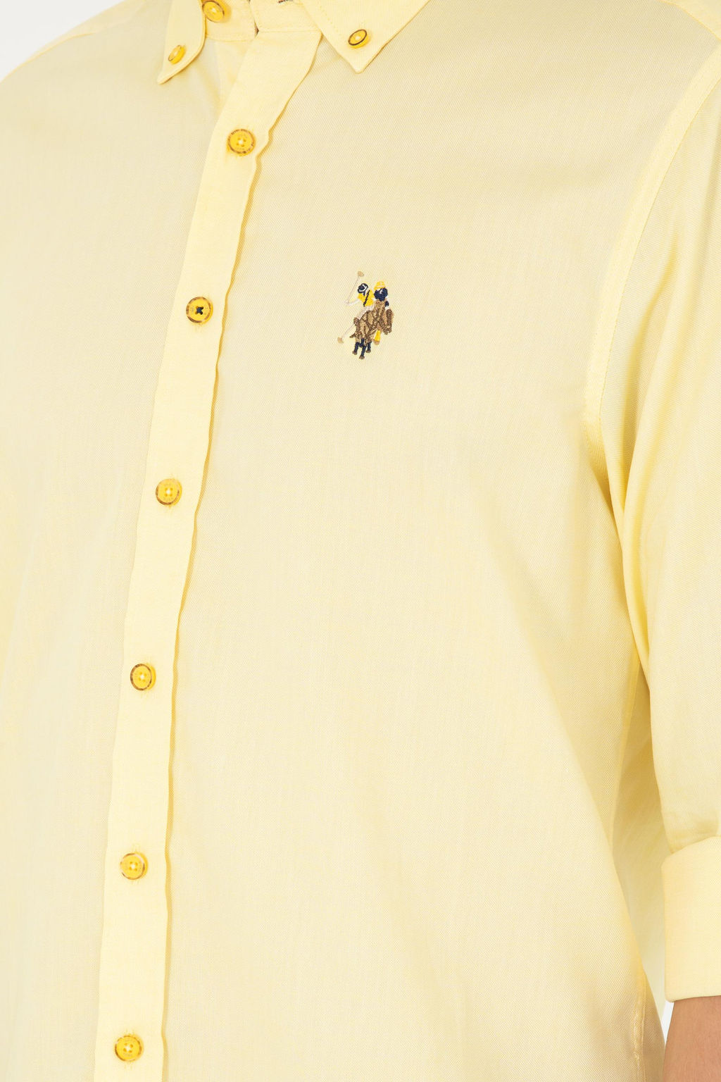 Мужская желтая базовая рубашка с длинным рукавом Неожиданная скидка в корзине - U.s. polo assn фото 7