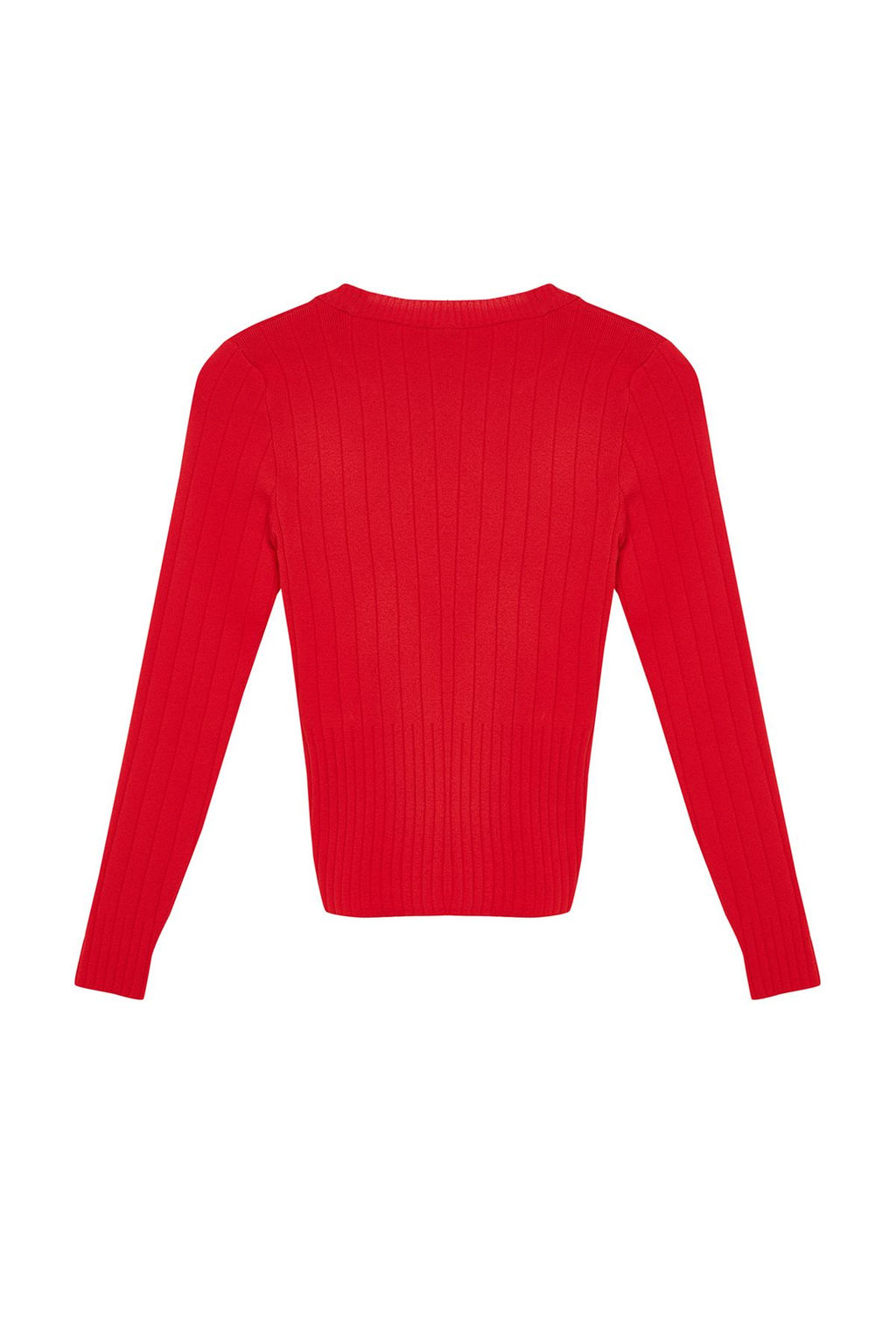 K?rm?z? Basic Bisiklet Yaka Triko Kazak TWOAW23KZ01249