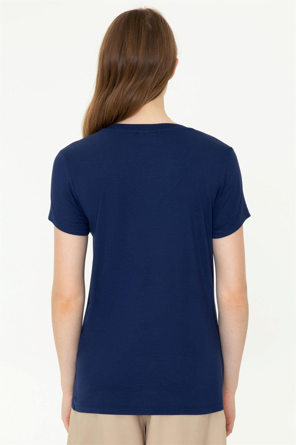 Женская темно-синяя футболка с V-образным вырезом Basic - U.s. polo assn фото 11