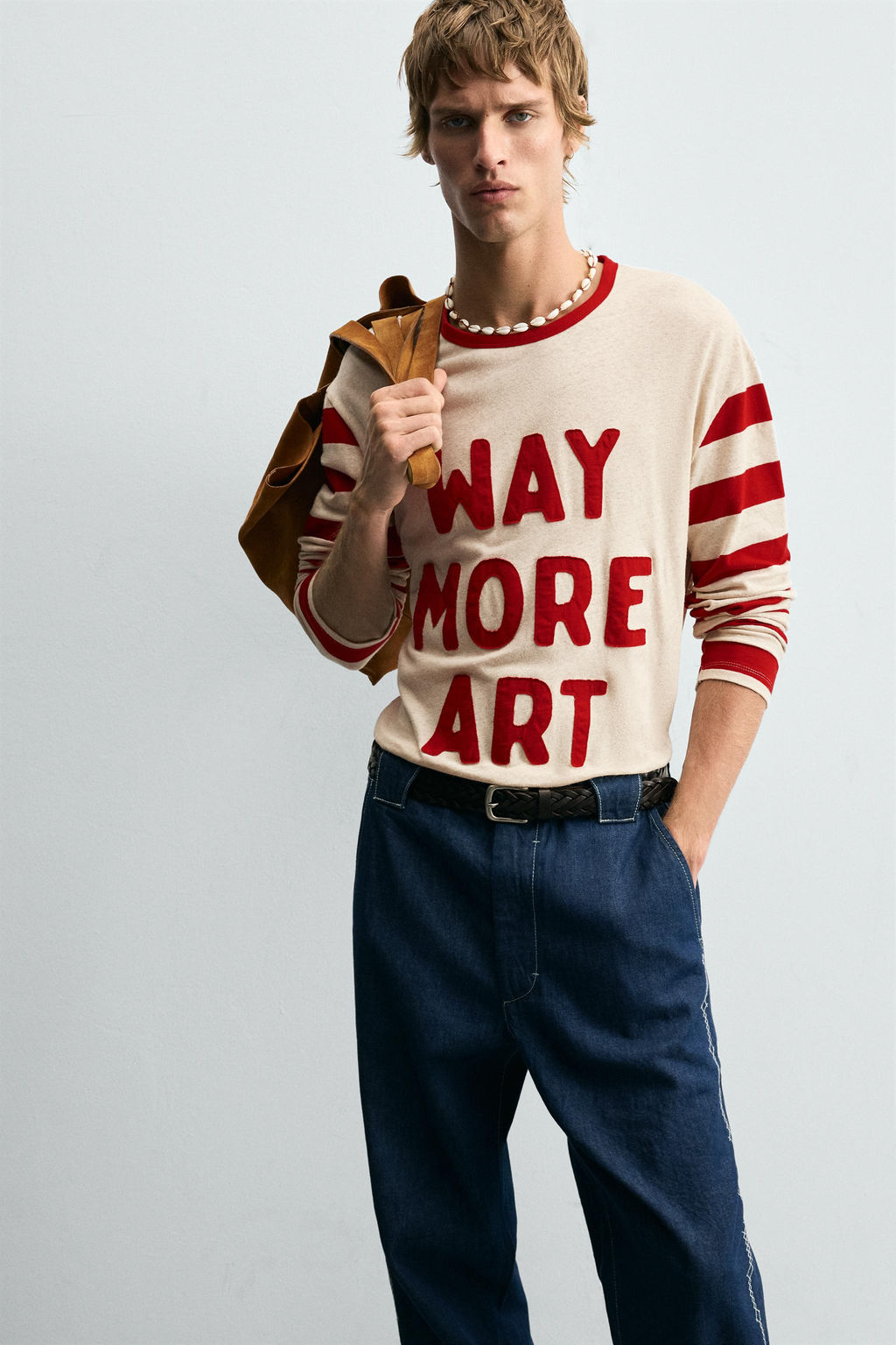 STRIPED CONTRAST T-SHIRT - Zara фото 6