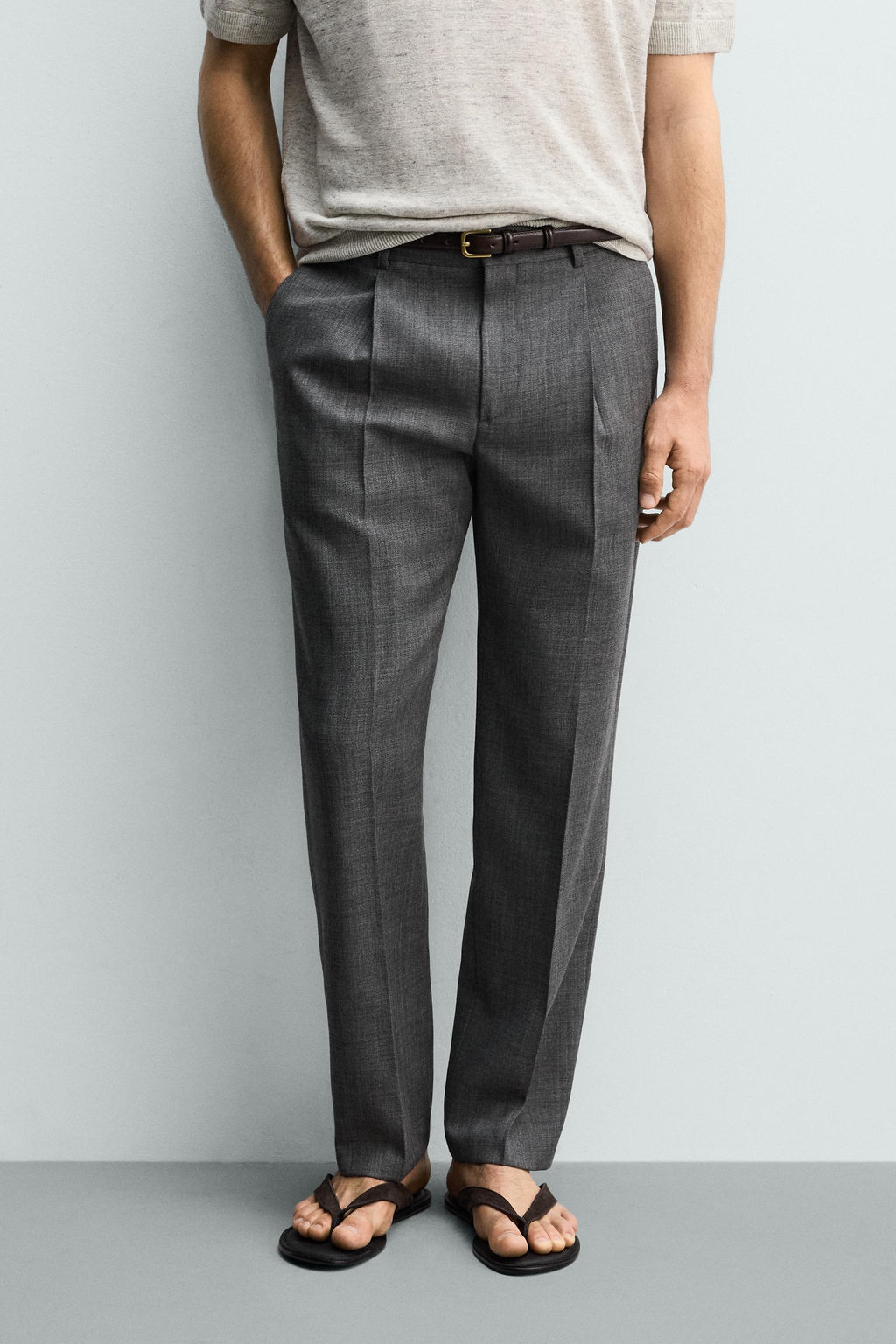 PANTAL?N REGULAR FIT 100% LANA / Gris - Zara фото 2