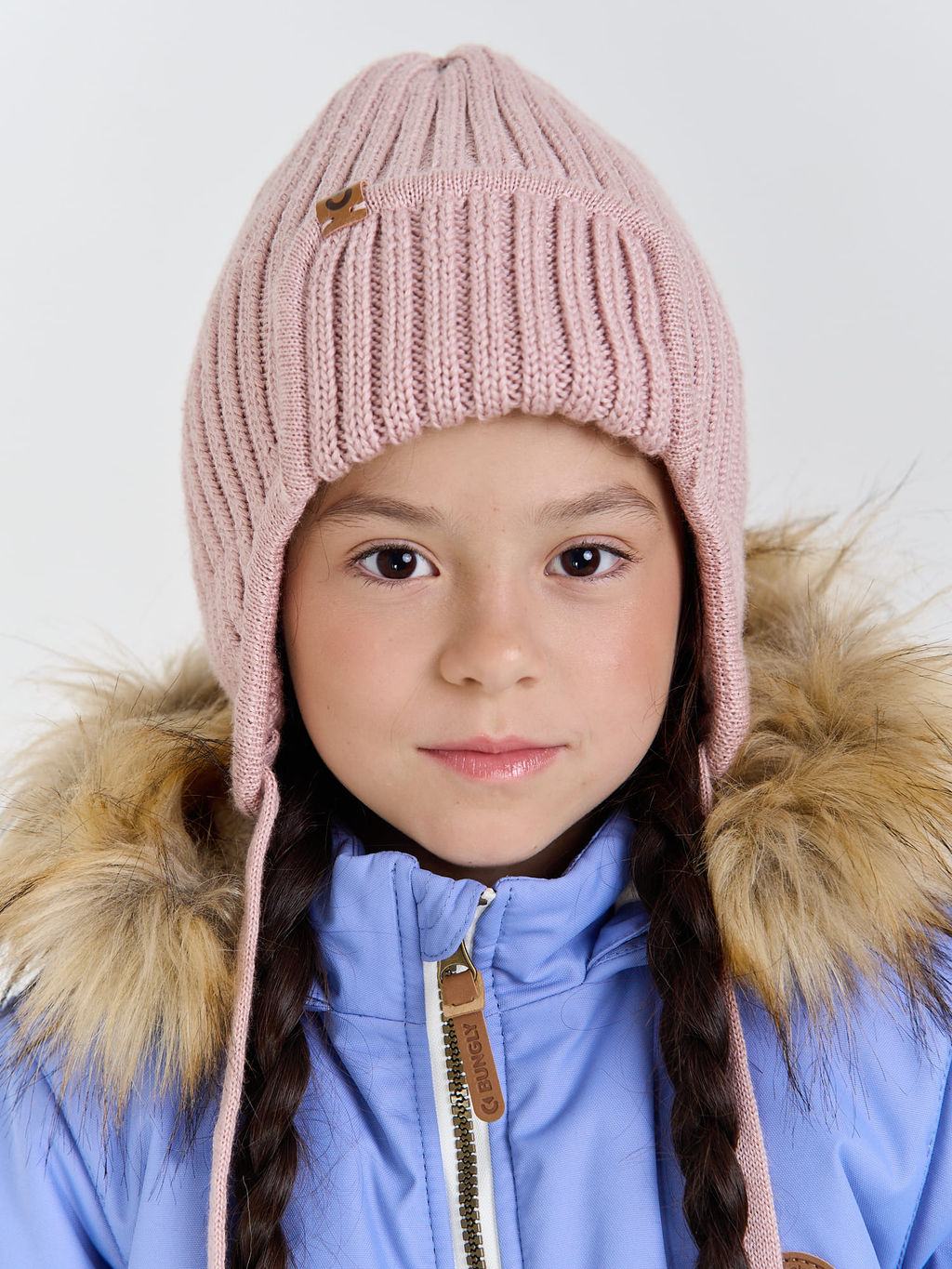 Шапка ушанка зимняя из смесовой шерсти Пудра - Bungly фото 3