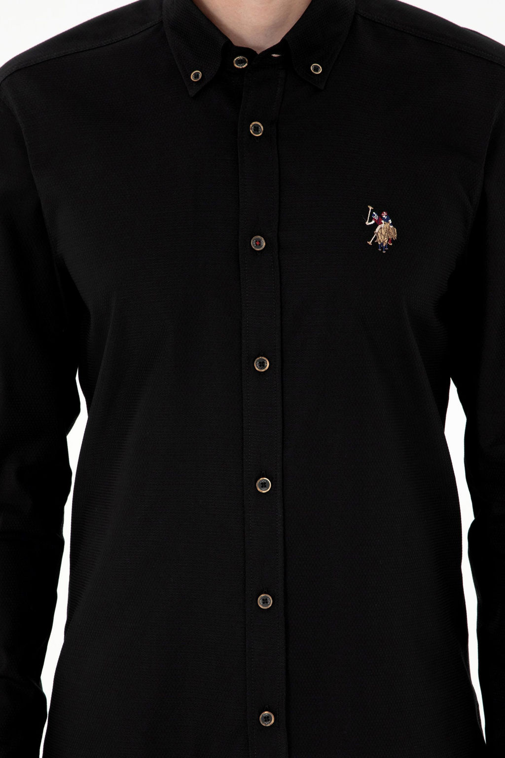 Мужская черная базовая рубашка с длинным рукавом - U.s. polo assn фото 6