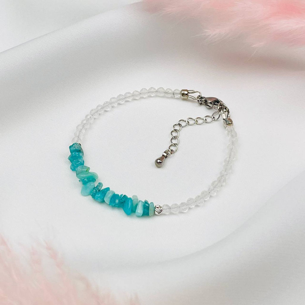 Браслет из Горного Хрусталя и Амазонита - Радуга самоцветов фото 2