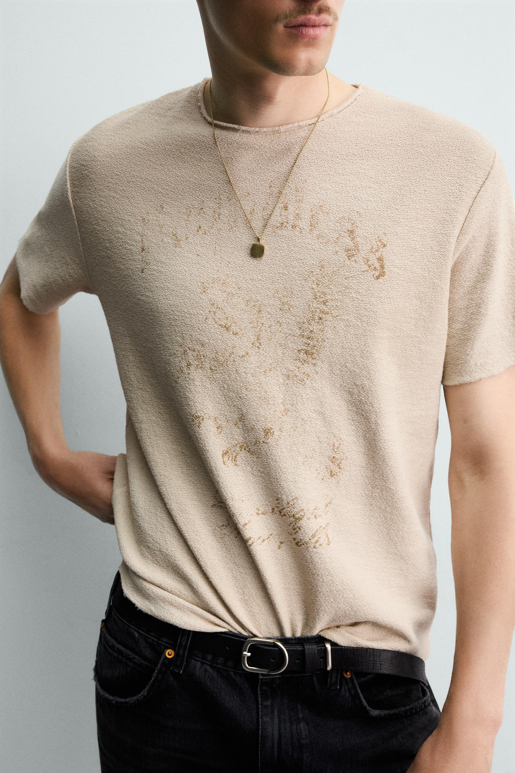 CAMISETA PUNTO ESTAMPADO LAVADO / Crudo