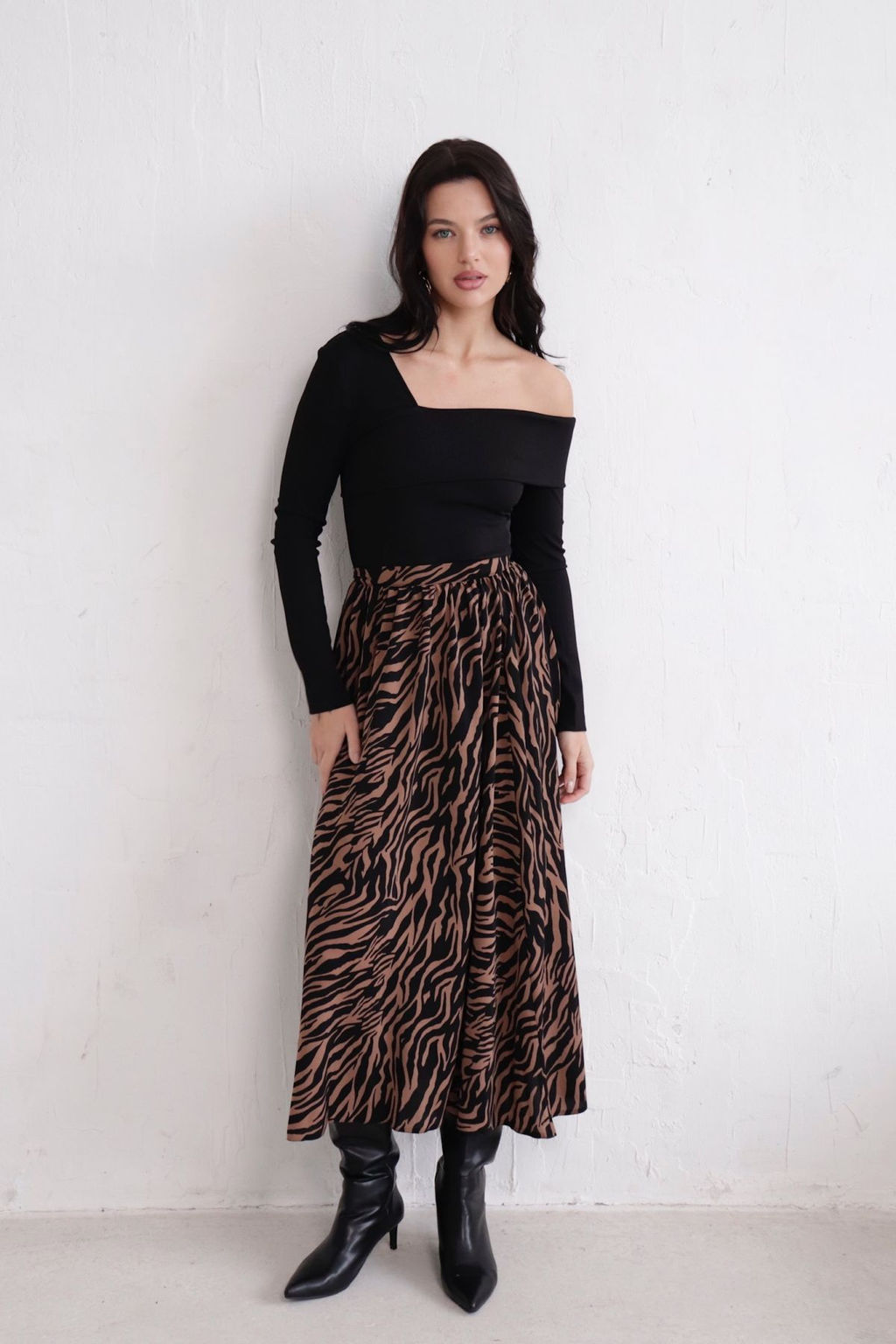 11321 Юбка А-силуэта кофейно-чёрная - Martichelli фото 3