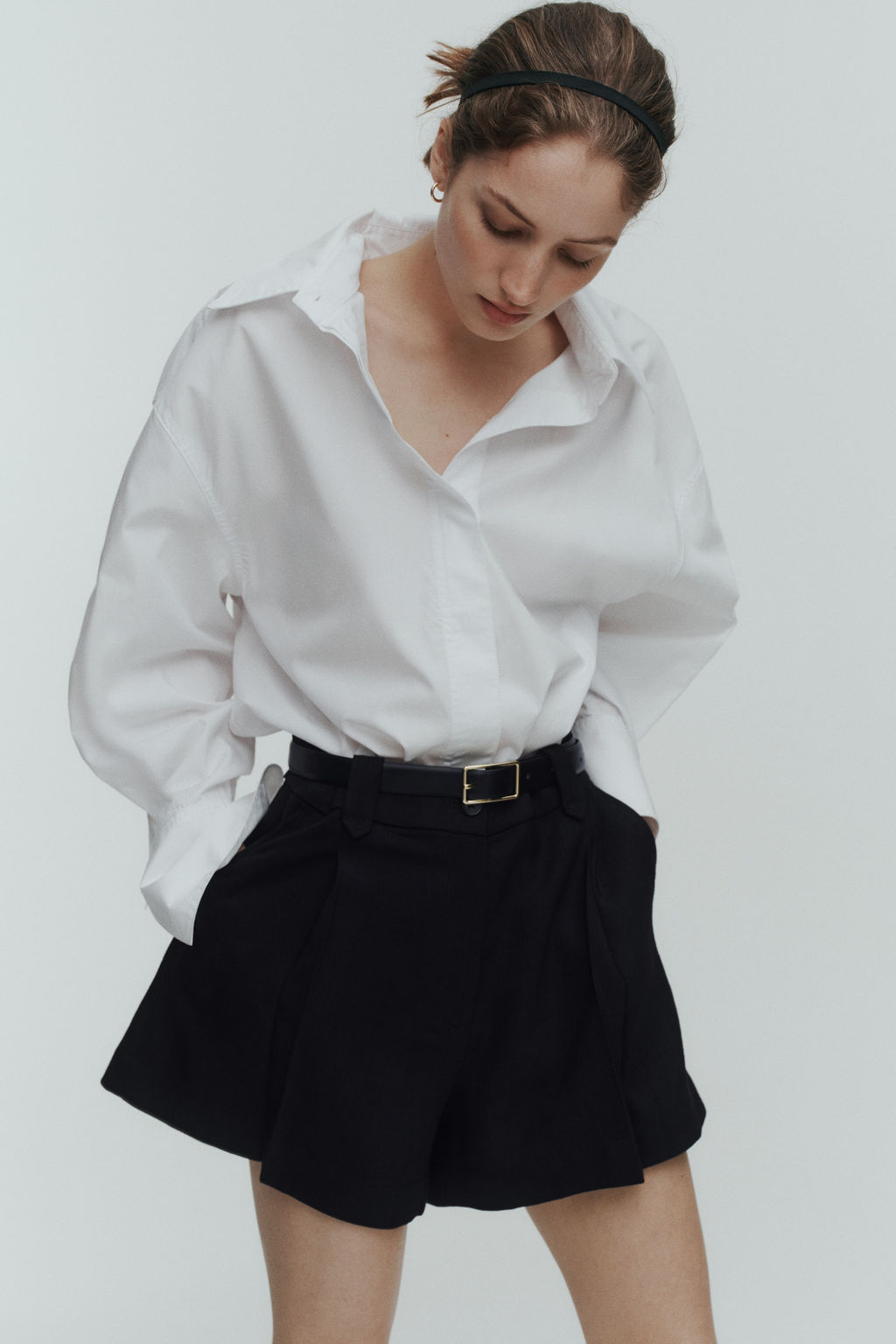 Pantal?n corto con pliegues - H&m фото 8