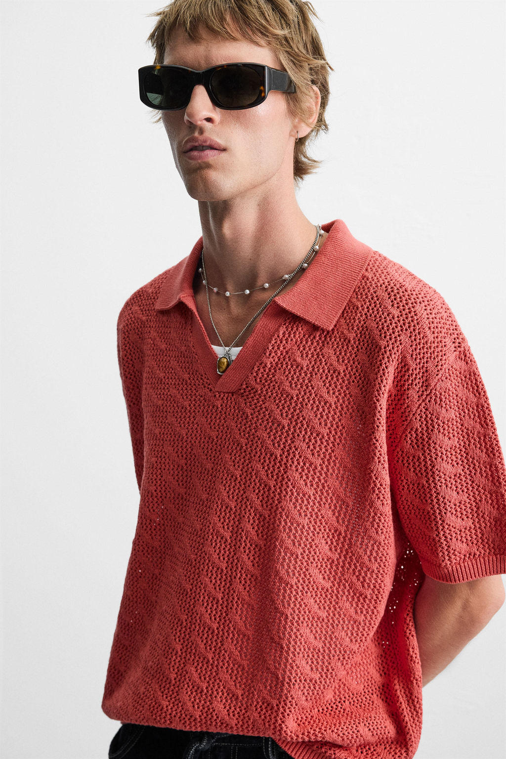 OPEN KNIT POLO SHIRT - Zara фото 5