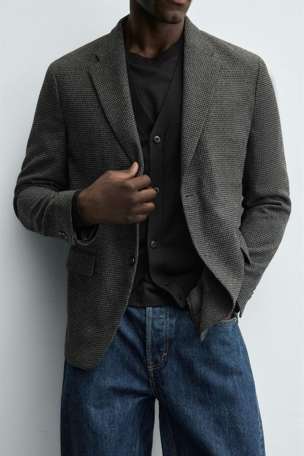 HOUNDSTOOTH TEXTURED BLAZER - Zara фото 5