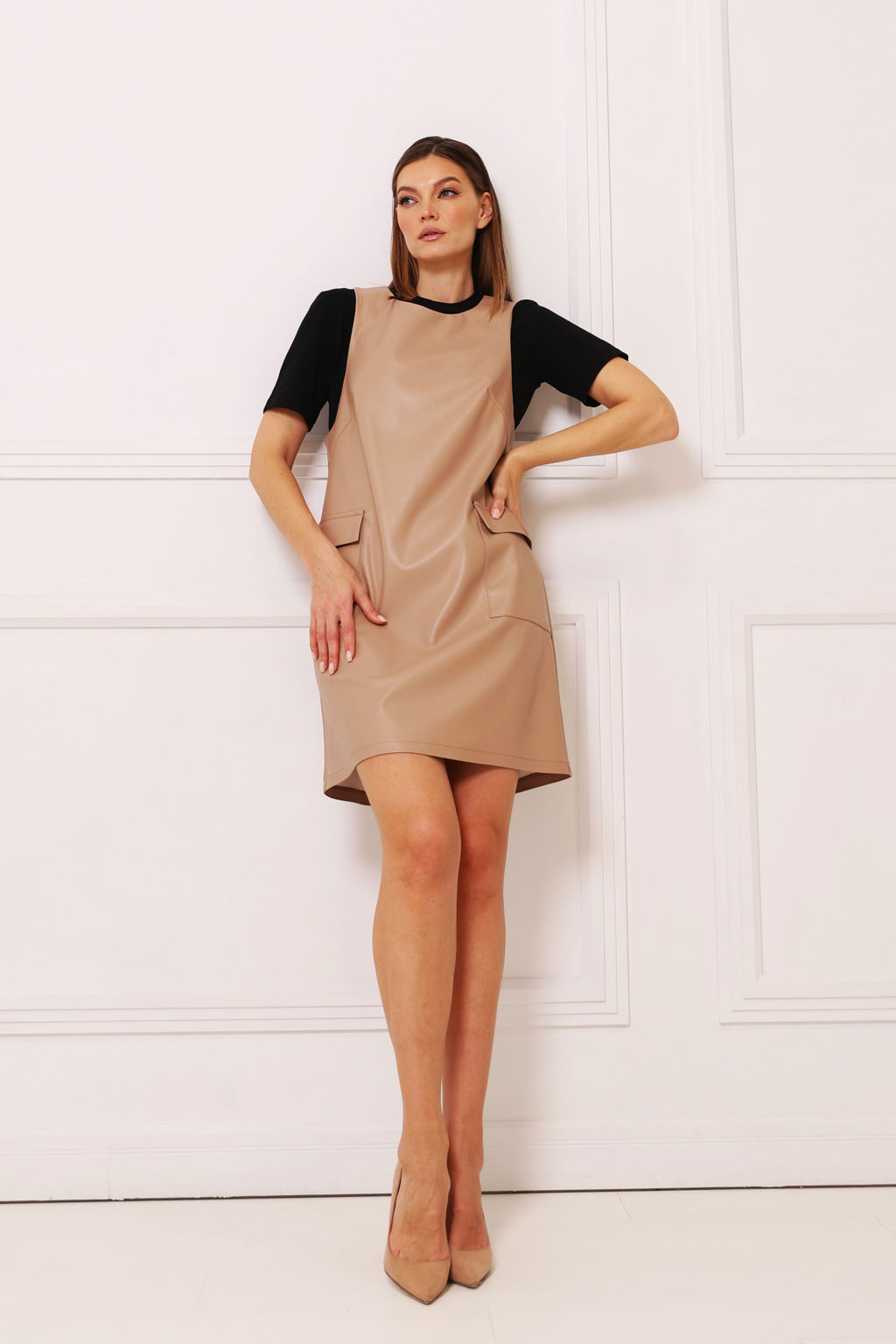 Сарафан мини из экокожи - Looklikecat фото 6