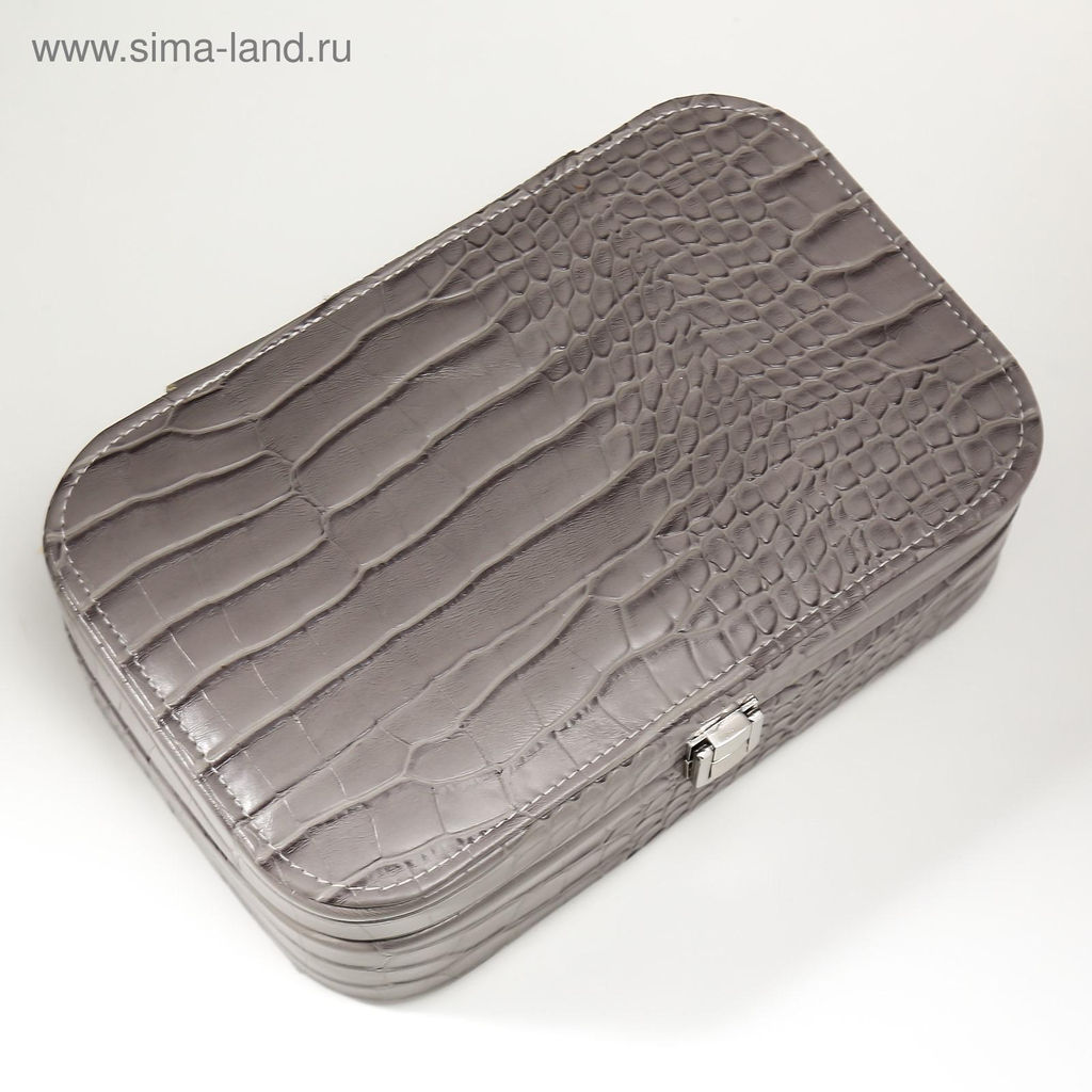 Шкатулка кожзам для украшений Кожа питона серая матовая 7х22,5х14,5 см - Simaland фото 4