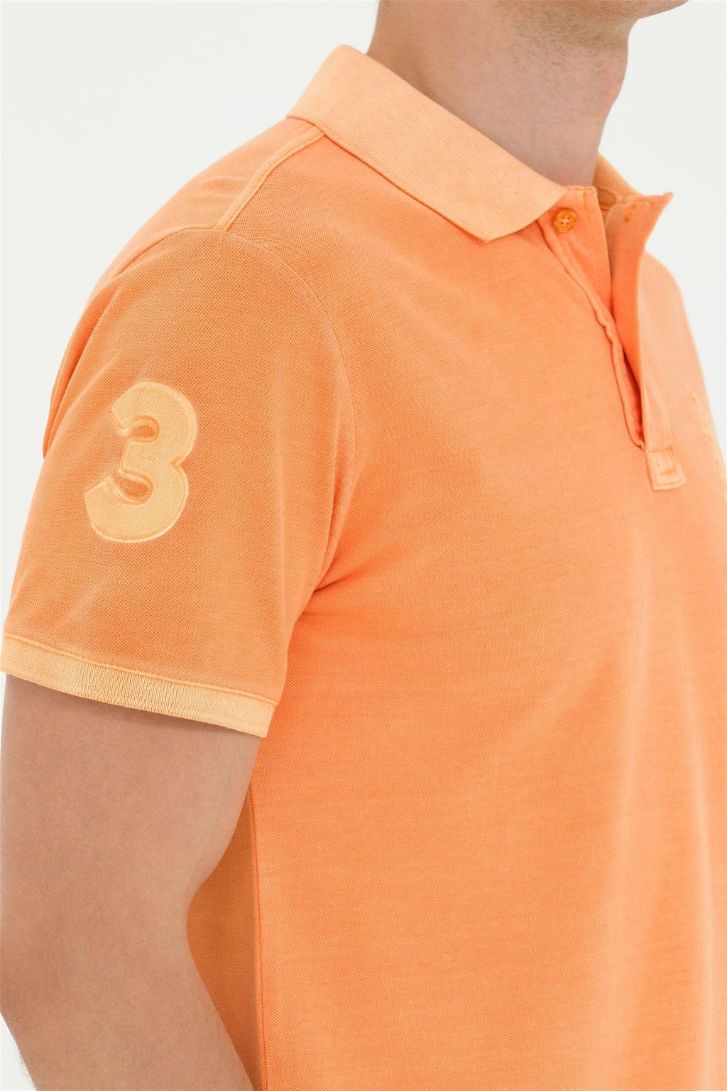 Мужская оранжевая базовая футболка с воротником-поло - U.s. polo assn фото 8