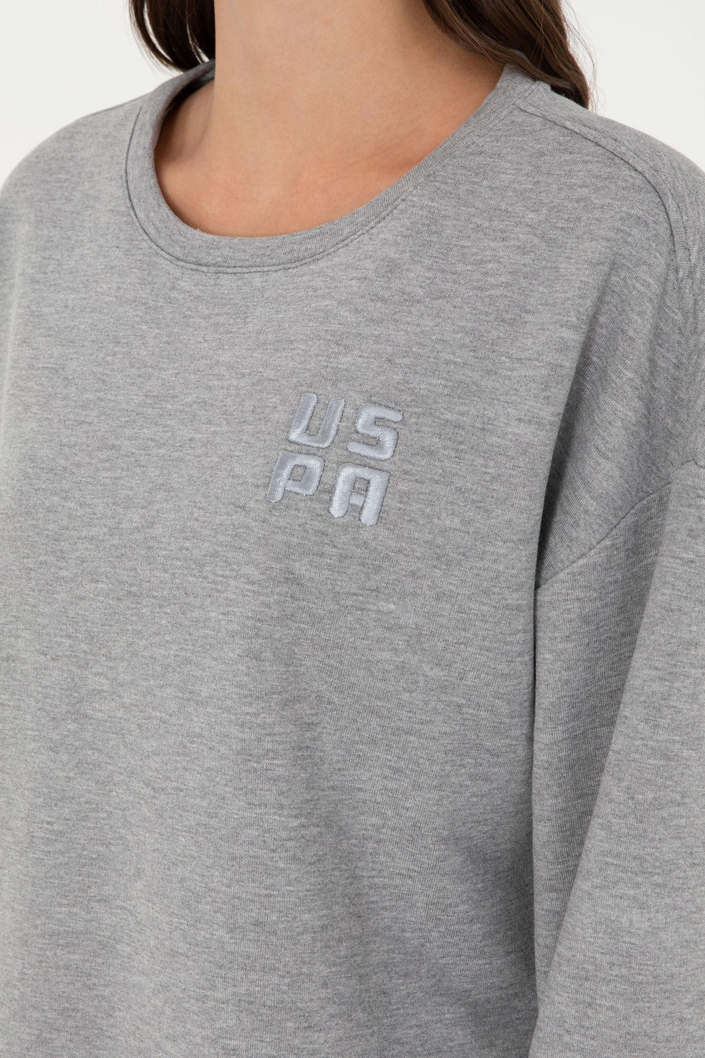 Женский серый меланжевый базовый свитшот - U.s. polo assn фото 7