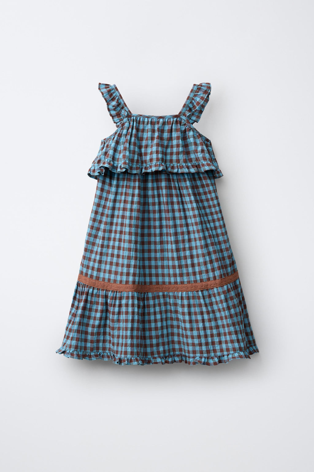 VESTIDO ESTAMPADO CUADRO VICHY / Marr?n-Azul - Zara фото 4